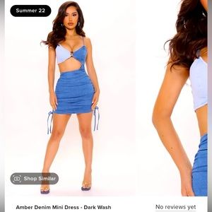 Fashion Nova Amber Denim Mini Dress - Dark Wash NEW W TAGS